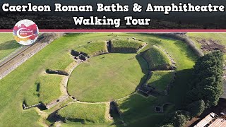 CAERLEON ROMAN BATHS amp AMPHITHEATRE WALES  Walking Tour  Pinned on Places [upl. by Amoihc]