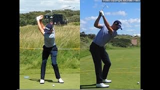 Justin Thomas golf swing  Long Iron faceon amp downtheline July 2017 [upl. by Giguere]