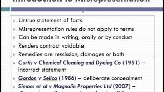 Misrepresentation Lecture 1 of 4 [upl. by Guidotti]